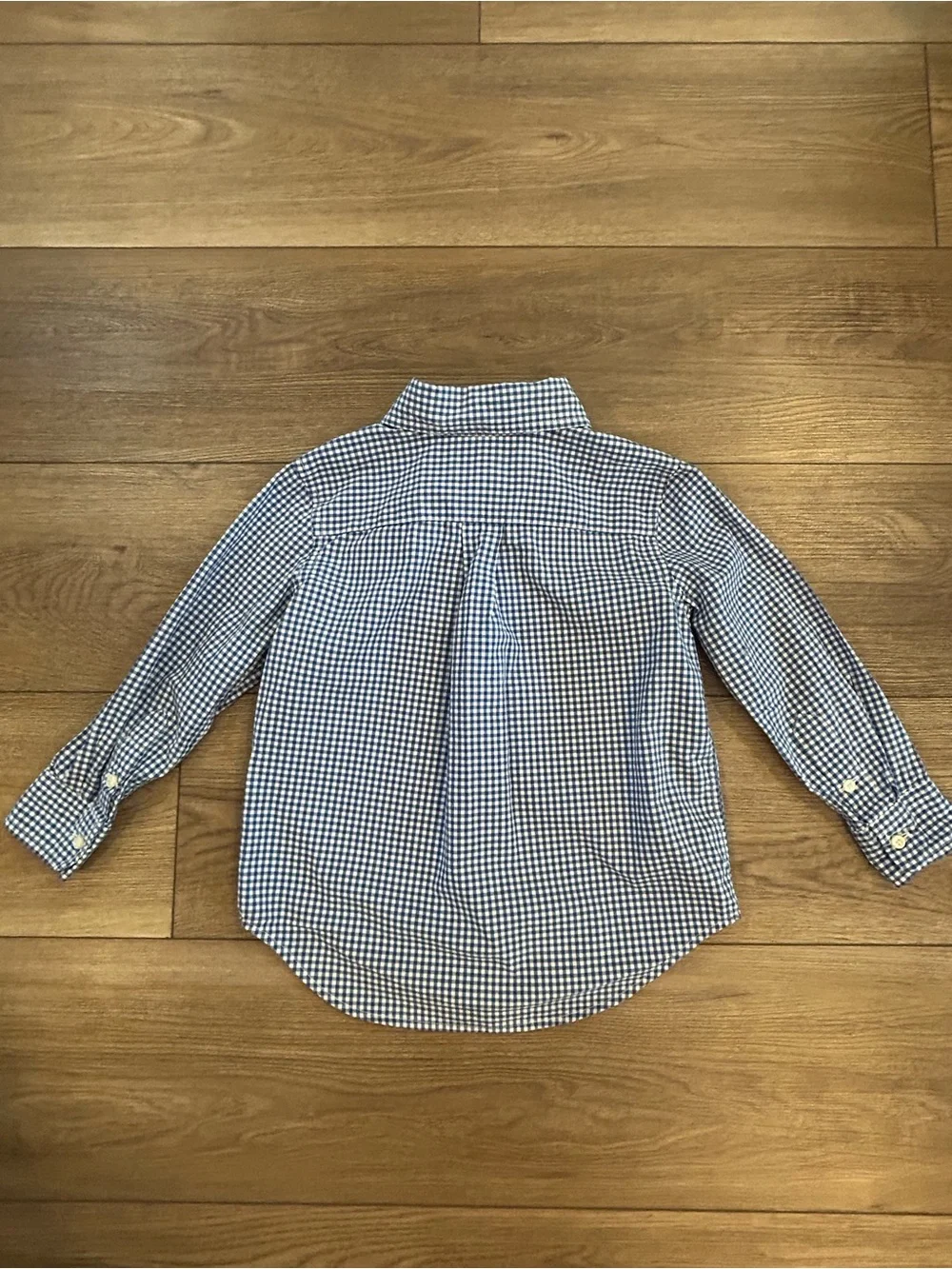 Ralph Lauren Boys 3T Blue Gingham Button Down Shirt Red Pony